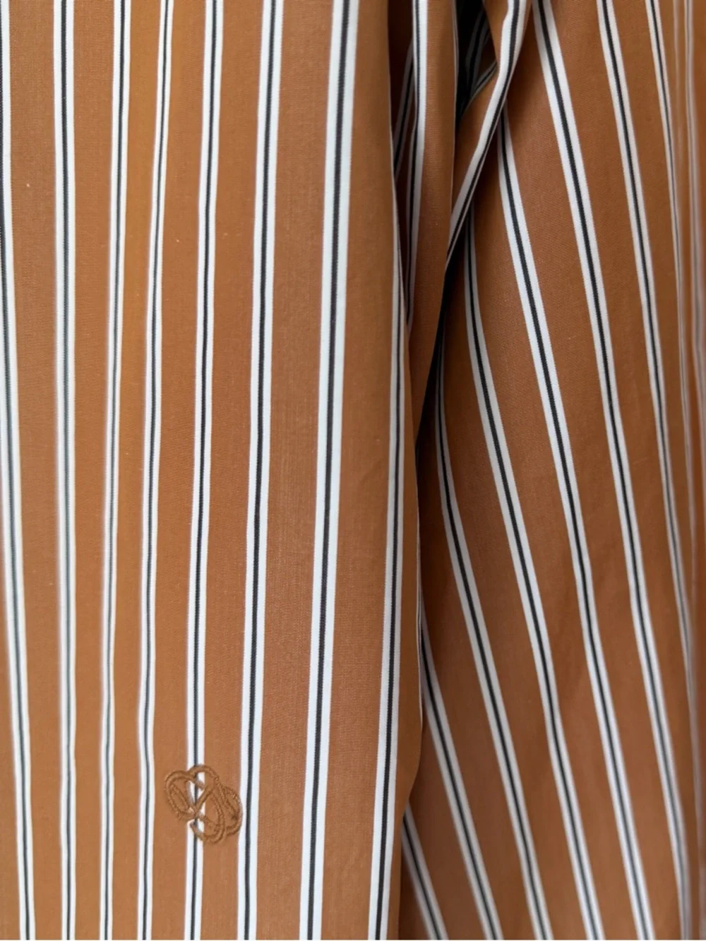 Lafayette 148 Ruxton Striped Button-Down Shirt XL Brown Tan - Picture 3 of 11